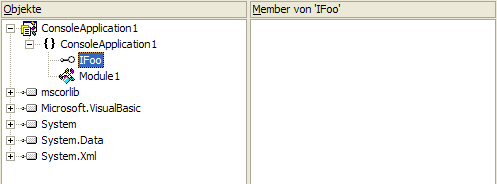 [Illustration] Ansicht eines Schnittstellentyps im Objektbrowser von Visual Basic .NET